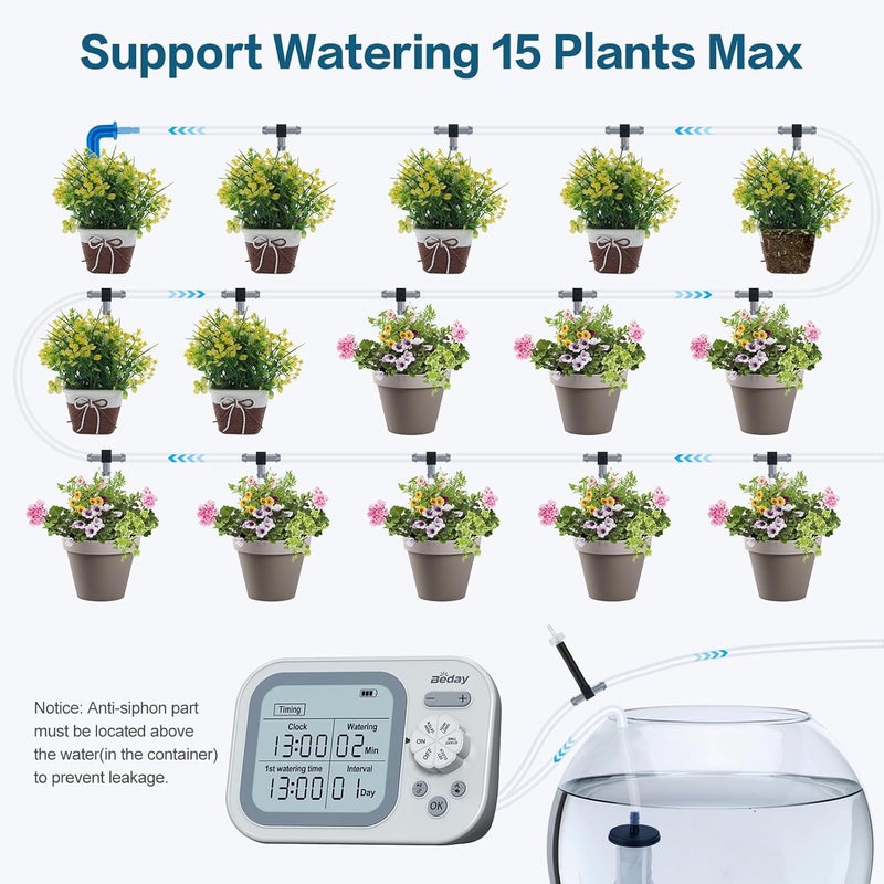 beday Automatic Plant Waterer Replacement Kit for 15 Potted Plants, Accessories Expansion Set for Auto Drip Irrigation Programmable Self Watering Timer Devices - Image 4